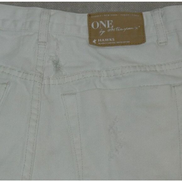 One by One Teaspoon Jean Shorts Size 28 Hawks White Cutoff Distressed Hawks - Picture 6 of 11